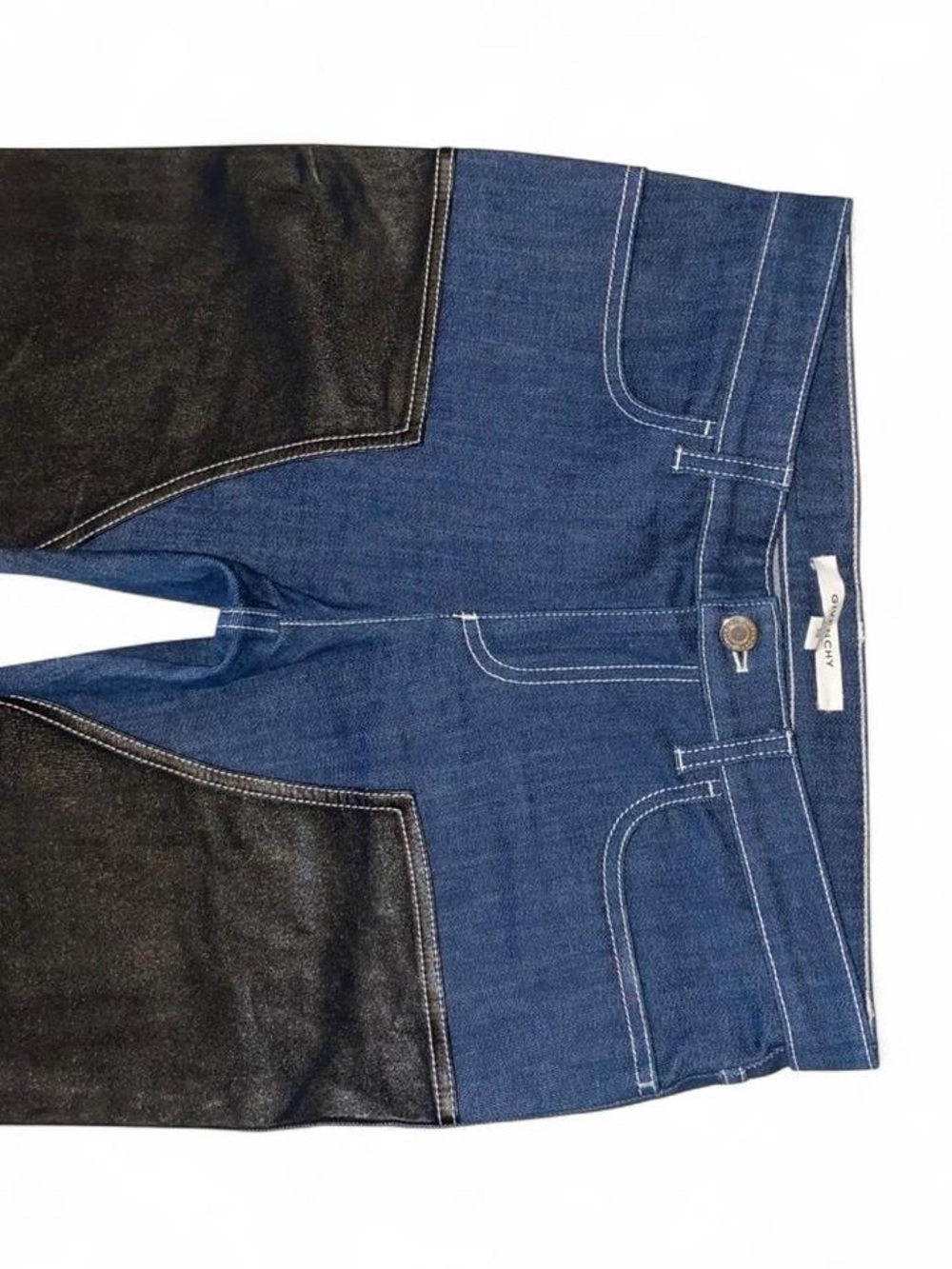 Givenchy Vintage Black Leather Panel Jeans - Picture 8 of 10